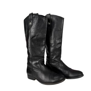 Frye Melissa Black Leather Pull-On Riding Boots Size 6.5